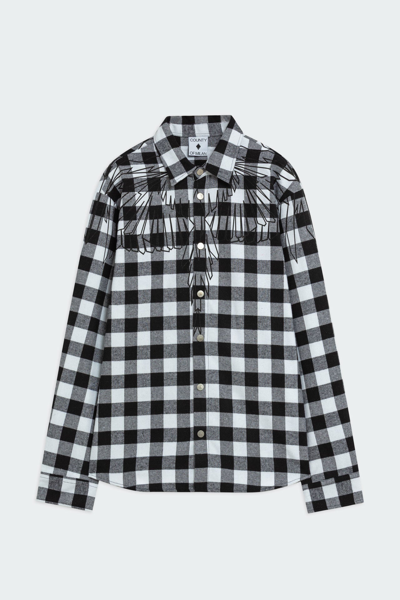 Camicia Check Con Stampa Aquila Geometrica